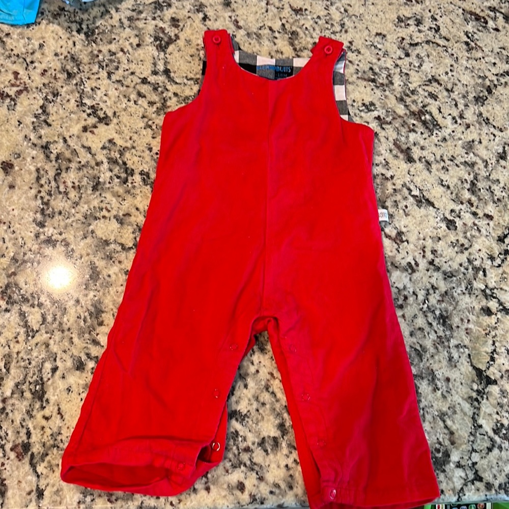 Red corduroy overall 12-18m